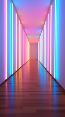 Colorful neon empty room