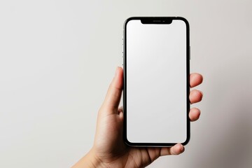 Blank Smartphone Mockup on Hand created with Generative AI