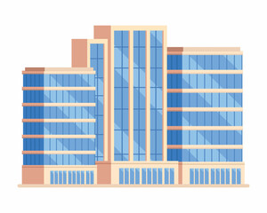office building with big central entrance Urban architecture vector illustration