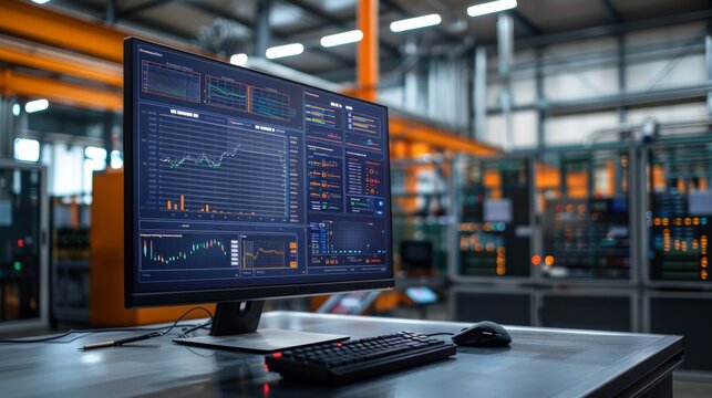 Highresolution image of a computer monitor displaying automation processes in a modern industrial setting