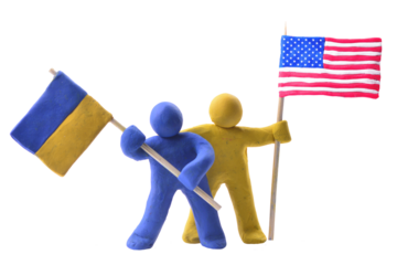 Flags of the Ukraine and Usa  world and people