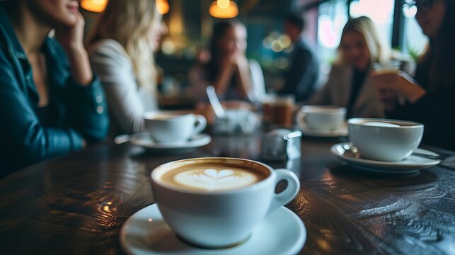 Diverse corporate group enjoying a collaborative coffee break - A relaxed team building moment in modern office environment