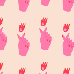 Pattern dibujado a mano mano y fuego