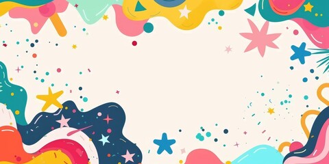 A colorful background with stars and a rainbow. The background is filled with stars and the colors are bright and vibrant