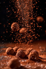 Chocolate Truffles Dusting with Cocoa Powder