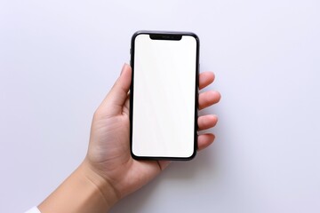 Blank Smartphone Mockup on Hand created with Generative AI