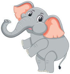 Vector illustration of a cheerful gray elephant