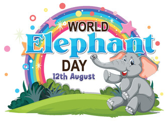 Colorful illustration for World Elephant Day, August 12.