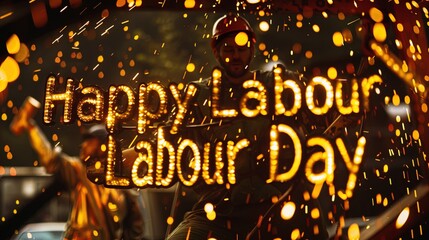 Happy Labor labour Day on a black background