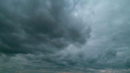 Stormy Cloudy Sky Wide Panorama. Nature Environment. Meteorology Danger Windstorm Disasters Climate.