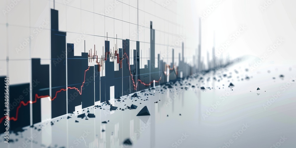 Poster a city skyline with a large amount of buildings and a large amount of red lines. scene is one of cha