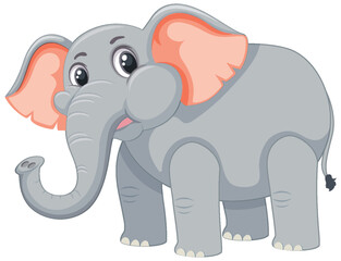 Adorable grey elephant with big pink ears