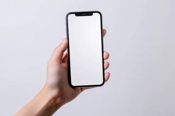 Blank Smartphone Mockup on Hand created with Generative AI