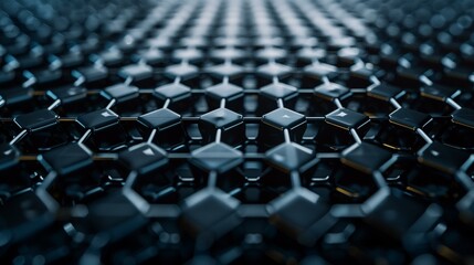 Graphene technology, dark blue hexagonal lattice structure resembling atomic structure of graphene
