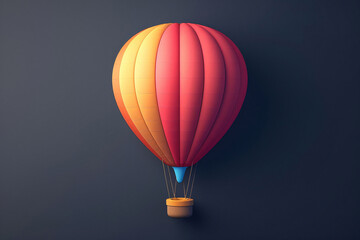 Naklejka premium Hot air balloon 3D icon, travel and vacation concept illustration