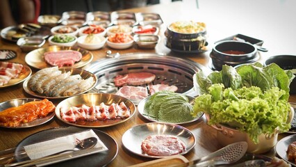 Korean Barbecue and Side Dishes, Jeju Island, South Korea