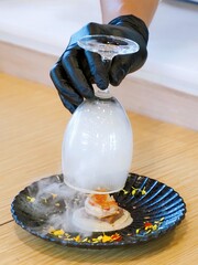 authentic japanese sashimi platter ，fresh sashimi set on ice, Japanese food japanese style