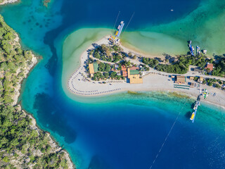 Oludeniz beach and boats waiting on the beach enjoy the turquoise sea