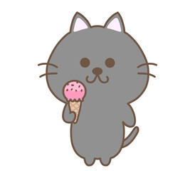 アイスクリームをもつくろねこ