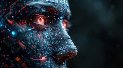 Futuristic high-definition digital fusion, clever integration of artificial intelligence, machine learning, and big data elements in a high-tech style, science, artificial intelligence technology, inn