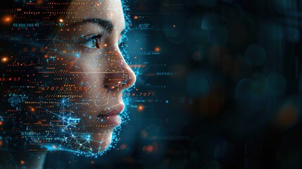 Futuristic high-definition digital fusion, clever integration of artificial intelligence, machine learning, and big data elements in a high-tech style, science, artificial intelligence technology, inn