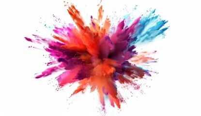  Colorful powder explosion isolated on white background, colorful explosion of powder in the air, explosion of colors in the style of colorful powder splash, 3d rendering at 20k re