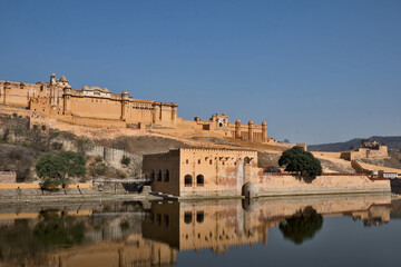 Jaipur, India: Amer Fort or Amber Fort. Amer Fort is known for its artistic style elements and is...