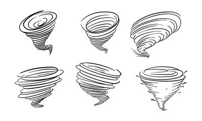 twister tornado hand drawn doodle illustrations vector set