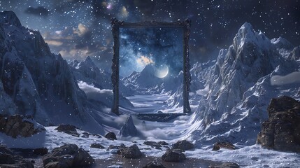Embrace the magic of the cosmos with this empty frame set against a stunning starry night mockup