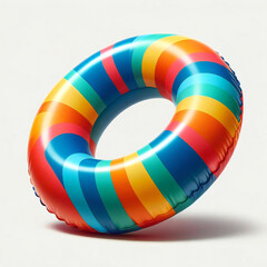 Obraz premium 背景白のレインボー浮き輪