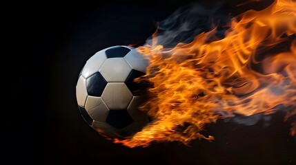 Fototapeta premium Soccer ball in fire with copy space for game promotion 