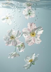 Minimalist photography of white flowers floating in water