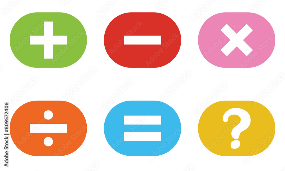 Poster mathematical icon. math calculations addition, division, subtraction, multiplication, plus minus but