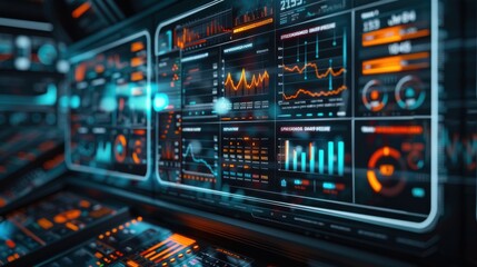 Fototapeta premium Business data analysis dashboard Future digital marketing technology summarizes the essence of financial technology and investment business innovation.