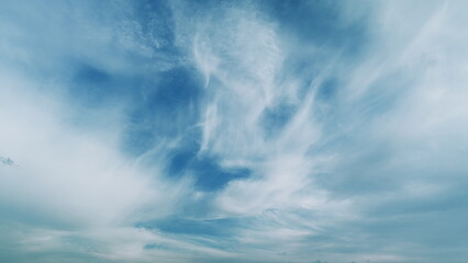 Blue Sky White Clouds. B-Roll Cloudscape Cloudy. Layer Of Clouds Moving In Blue Sky Moving...