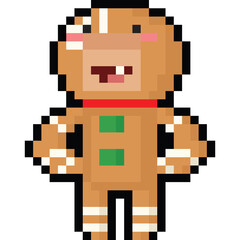 Pixel art cartoon gingerbread man mascot character 2