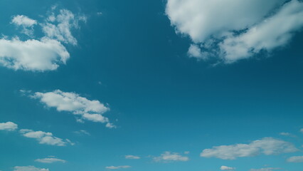 Blue Sky With Beautiful Natural White Clouds. Panorama Blue Sky With Cloud And Sunshine Background.