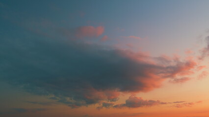 Colored Romantic Sky. Pink Clouds On Blue Sky. Sky Replacement. Beauty In Nature.