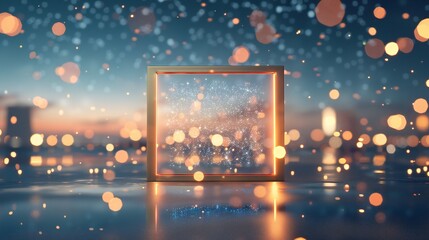 Showcase your artwork against the backdrop of a starlit night sky with this empty frame mockup. - Powered by Adobe