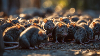 Hungry Horde, Swarm of Starving Rats Eagerly Awaiting Their Next Meal