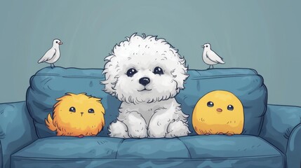 An illustration of the daily life of a little poodle