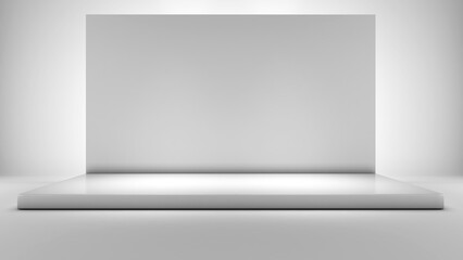 Fototapeta premium White stand on a white background,mock up podium for product presentation,3D rendering