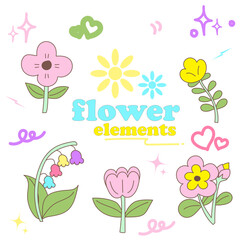 flower element For decoration, pastel colors