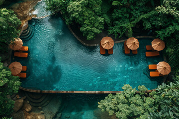 Infinity pool in jungle of Bali.