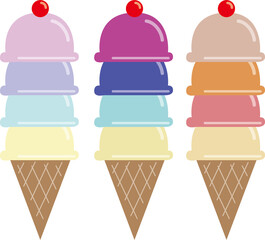 Soft ice cream illustration in pastel colors