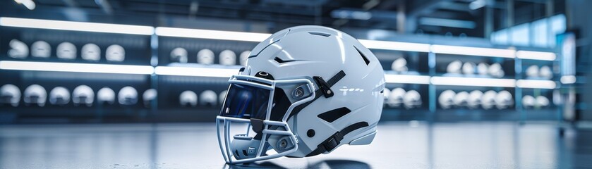 White American Football Helmet that's both stylish and safe. Concept American Football Helmet, Safety, Style, Modern