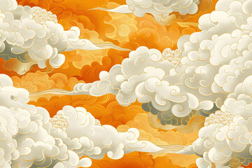 Auspicious cloud element background pattern, Chinese style traditional festival background concept illustration