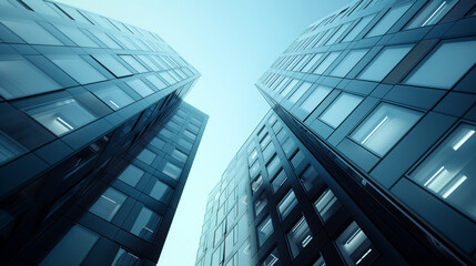 Minimalist aesthetics: symmetrical modern glass architecture