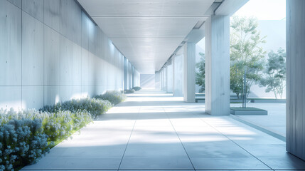 Alternating light and shadow: Modern architecture gallery landscape