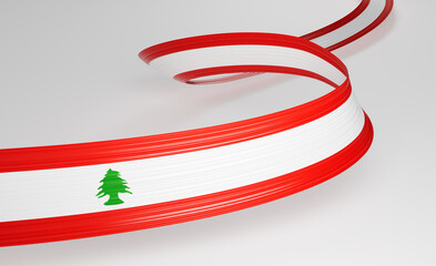 3d Flag Of Lebanon 3d Wavy Shiny Lebanon Ribbon Flag Isolated On White Background 3d Illustration